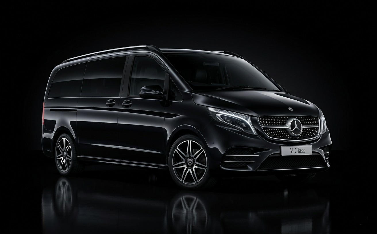 Mercedes-Benz V-Class Hybrid noir — Véhicule de prestige Cedars Mobility Paris